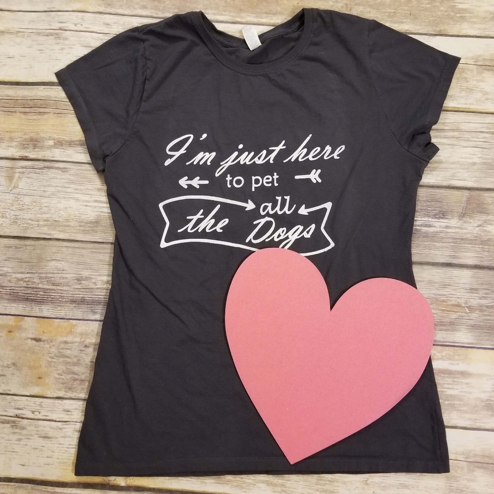 Just Here to Pet The Dogs Tee Shirt - Grey